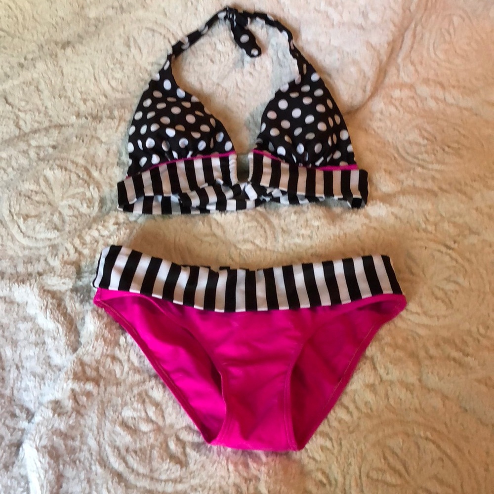 Pink and Black Bikini